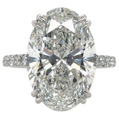 GIA Certified 9.01 Carat Natural Oval Brilliant G Color Diamond Engagement Ring
