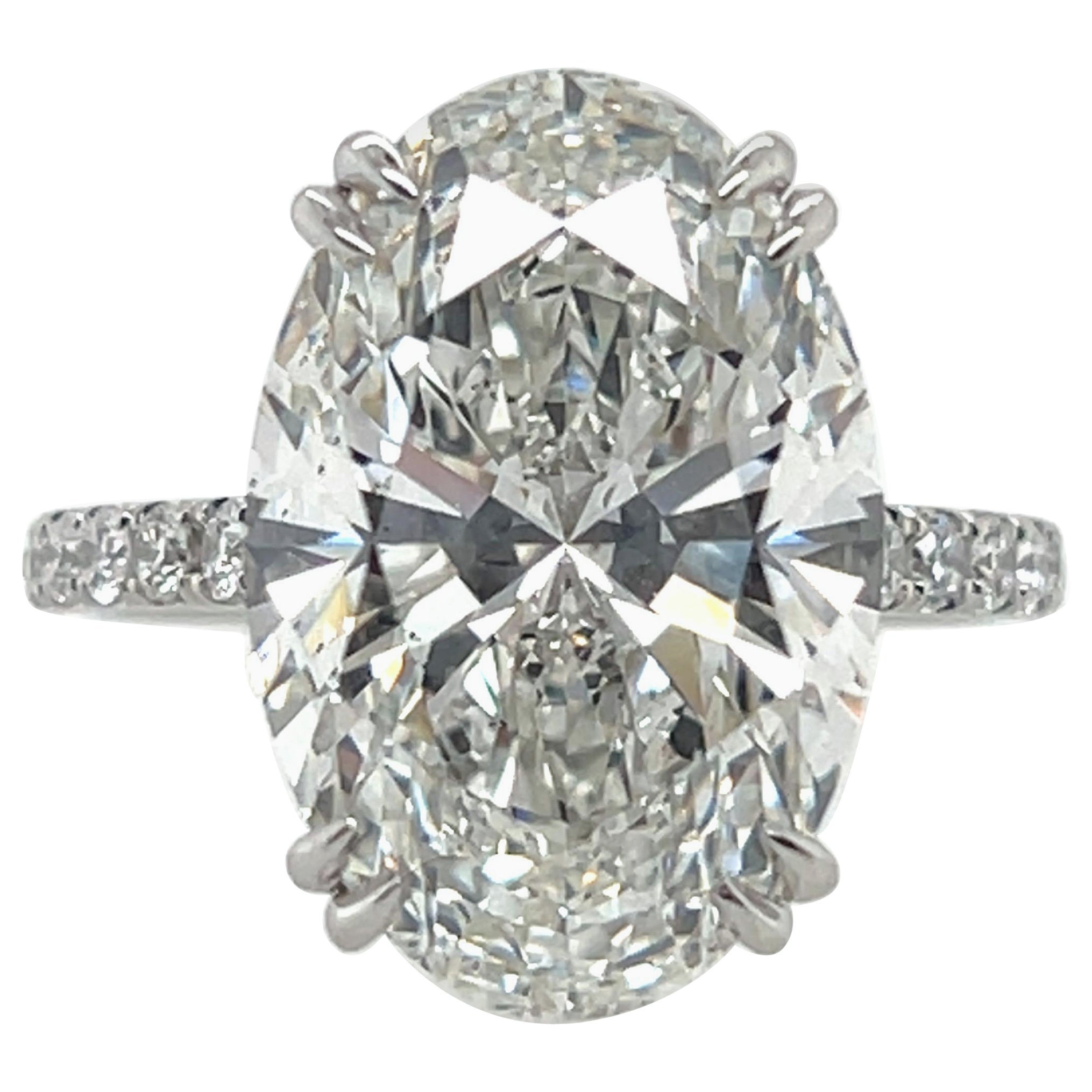 Bague de fiançailles certifiée GIA de 9,01 carats de diamant naturel ovale brillant de couleur G