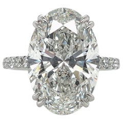 GIA Certified 9.01 Carat Natural Oval Brilliant G Color Diamond Engagement Ring