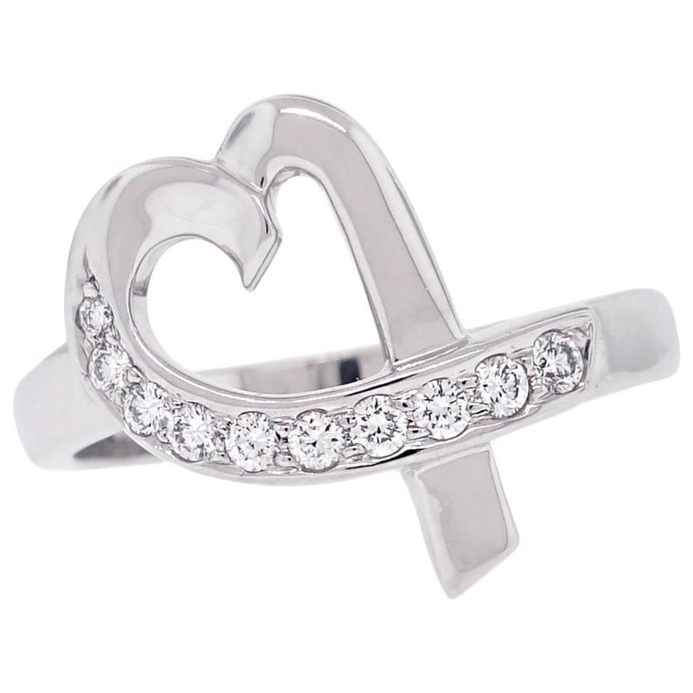 Tiffany & Co. White Gold Paloma Picasso Diamond Loving Heart Ring