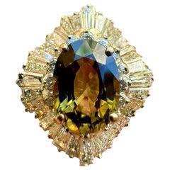 18K Yellow Gold Ballerina Diamond GIA Certified 4.21 Carat Alexandrite Ring