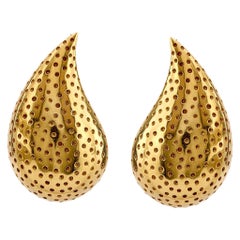 Broches de lágrima italianos Tiffany & Co. de oro amarillo de 18 quilates