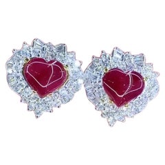 Boucles d'oreilles en or 18 carats, rubis de Birmanie 4,95 carats et diamants 2,15 carats certifiés AIG