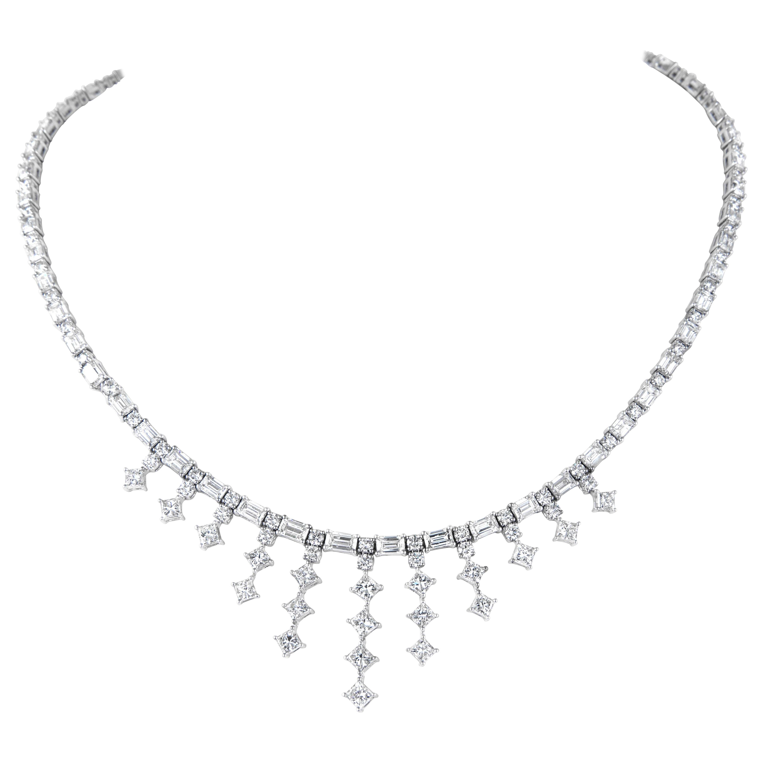 Alexander Beverly Hills 20.24ct Grand Multi Diamond Necklace 18k White Gold For Sale