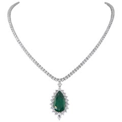 Alexander Beverly Hills 28.11ctt Emerald & Diamond Tennis Necklace 18k