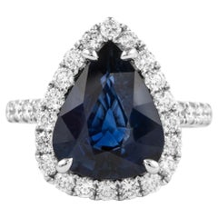 Alexander Beverly Hills GIA 4,56 Karat birnenförmiger Saphir & Diamant Halo-Ring 18k