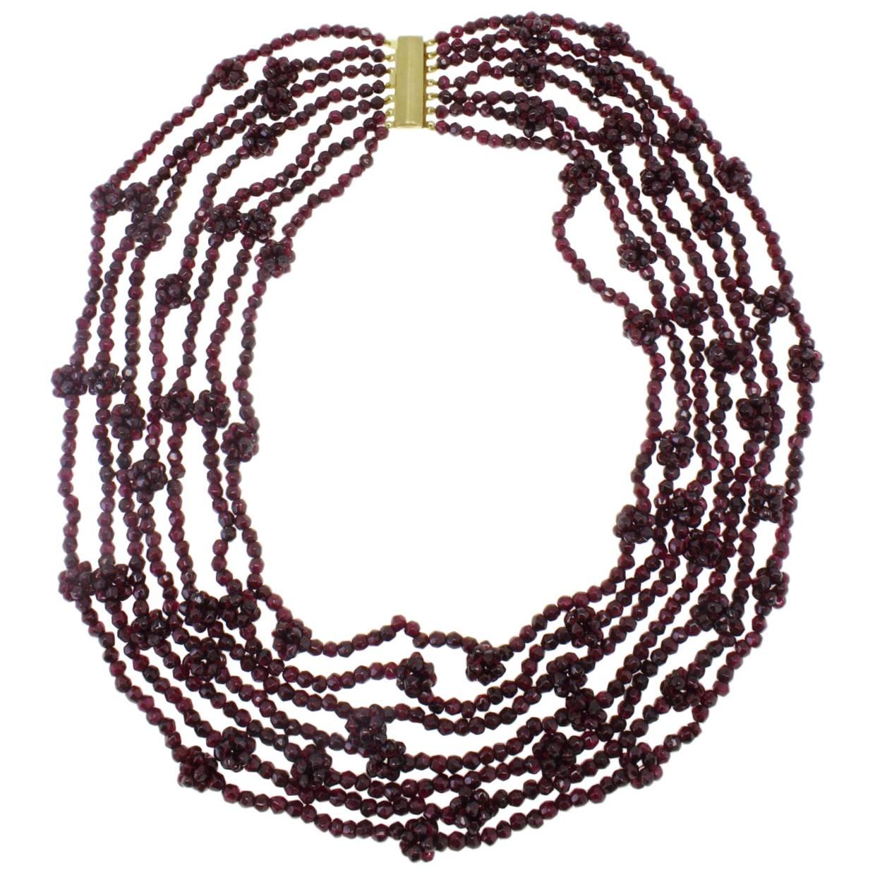 Garnets Silver Necklace