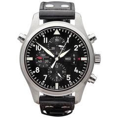 IWC Stainless steel Pilot's Chronograph double Automatic Wristwatch Ref W3411 