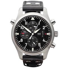 IWC Stainless steel Pilot's Chronograph double Automatic Wristwatch Ref W3411