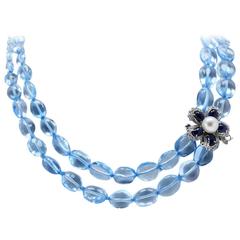 Luise Diamonds Blue Sapphires Pearls Topaz Gold Necklace 1