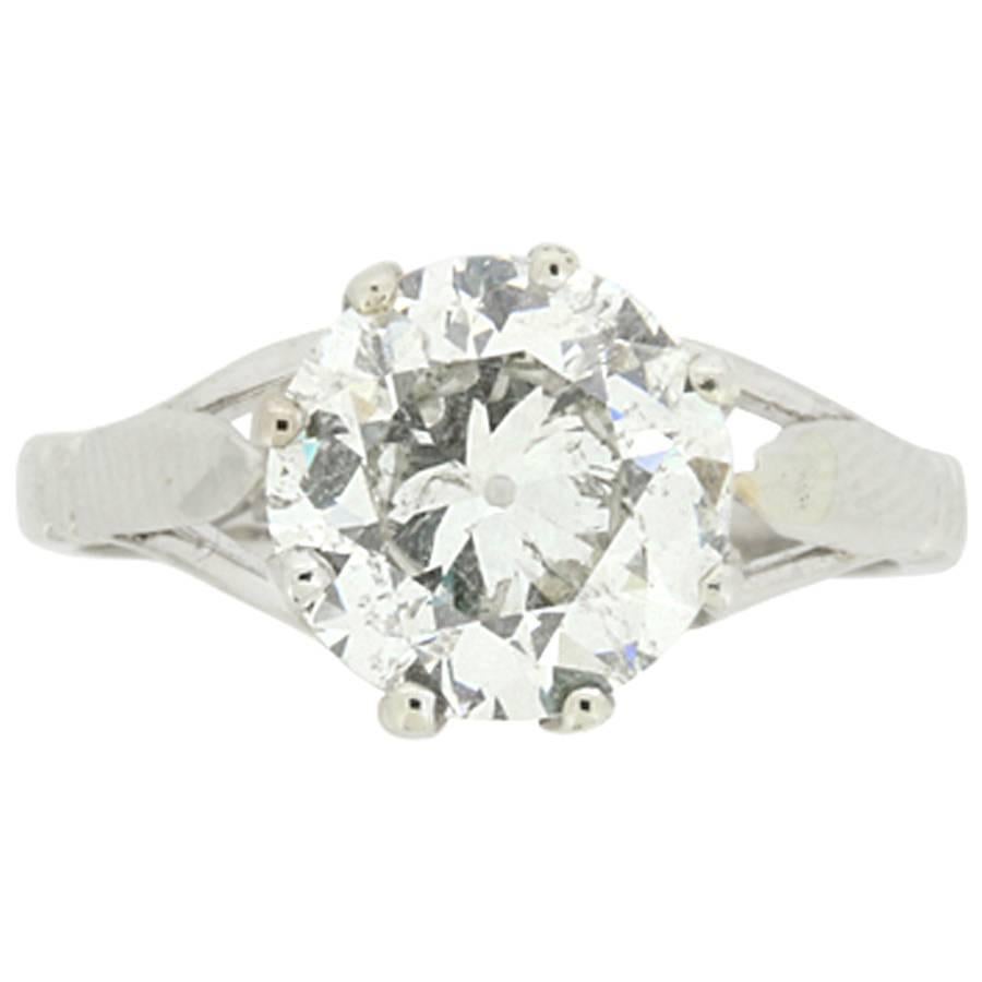 Antique 2.30 Carat Old Cut Diamond Solitaire Engagement Ring, c.1920s