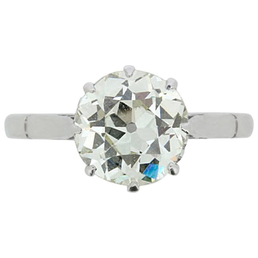 Edwardian EDR Certified 2.39 Carat Old Cut Diamond Engagement Ring, c.1910s