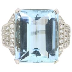 34.15 Carat Aquamarine and Diamond Ring, c.1940s 1