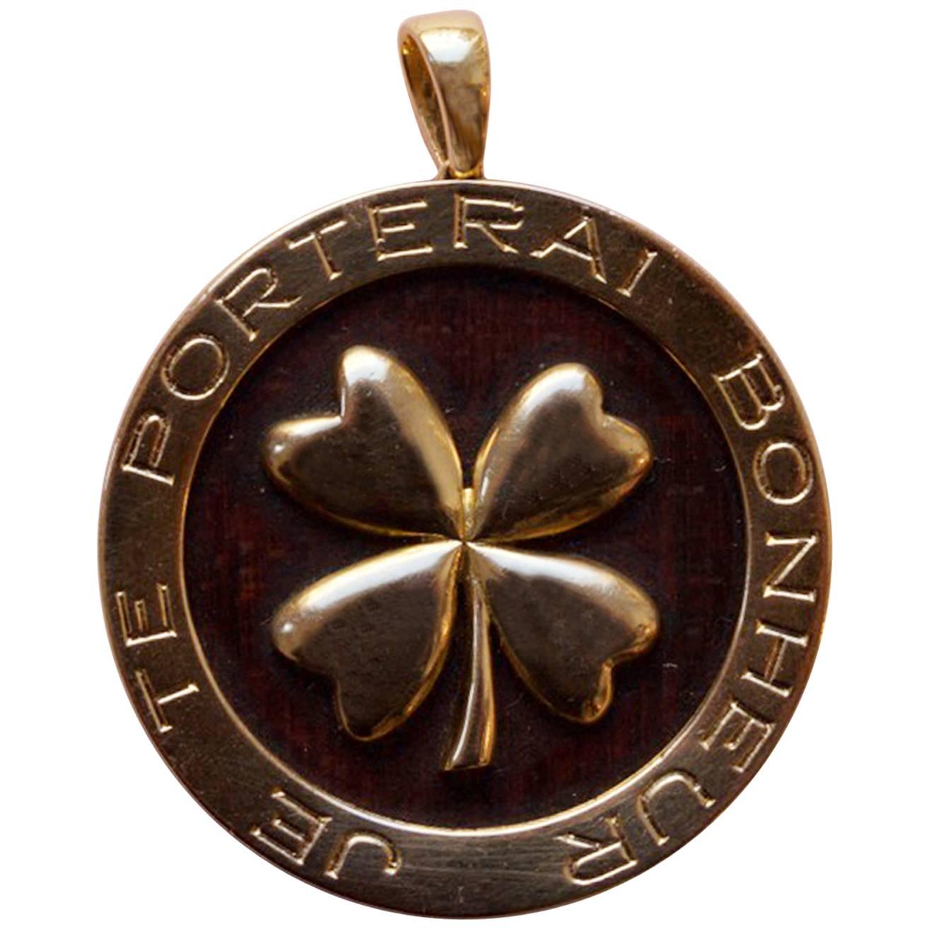 Van Cleef & Arpels Lucky Wood and Gold Pendant