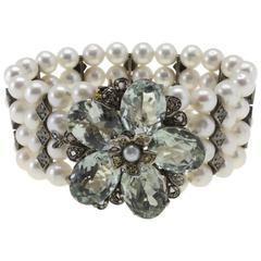 Luise Diamonds,Topaz , Green Amethyst Pearls Bracelet 5