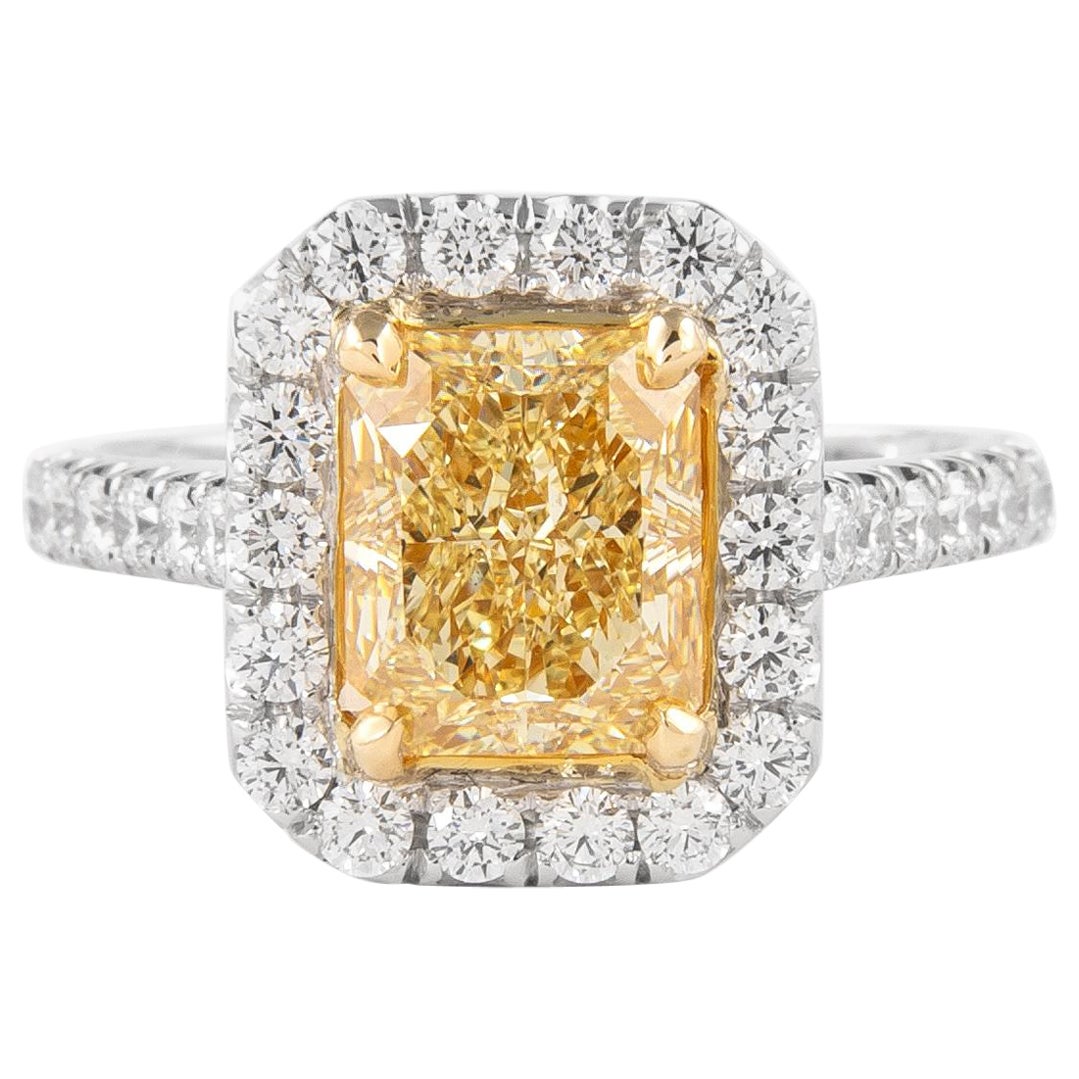 Alexander Beverly Hills GIA Anillo de diamantes amarillo fantasía VS1 de 2,20 ct 18k