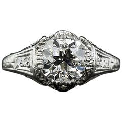 Art Deco 1.69 Carat GIA J VVS2 Diamond Ring 