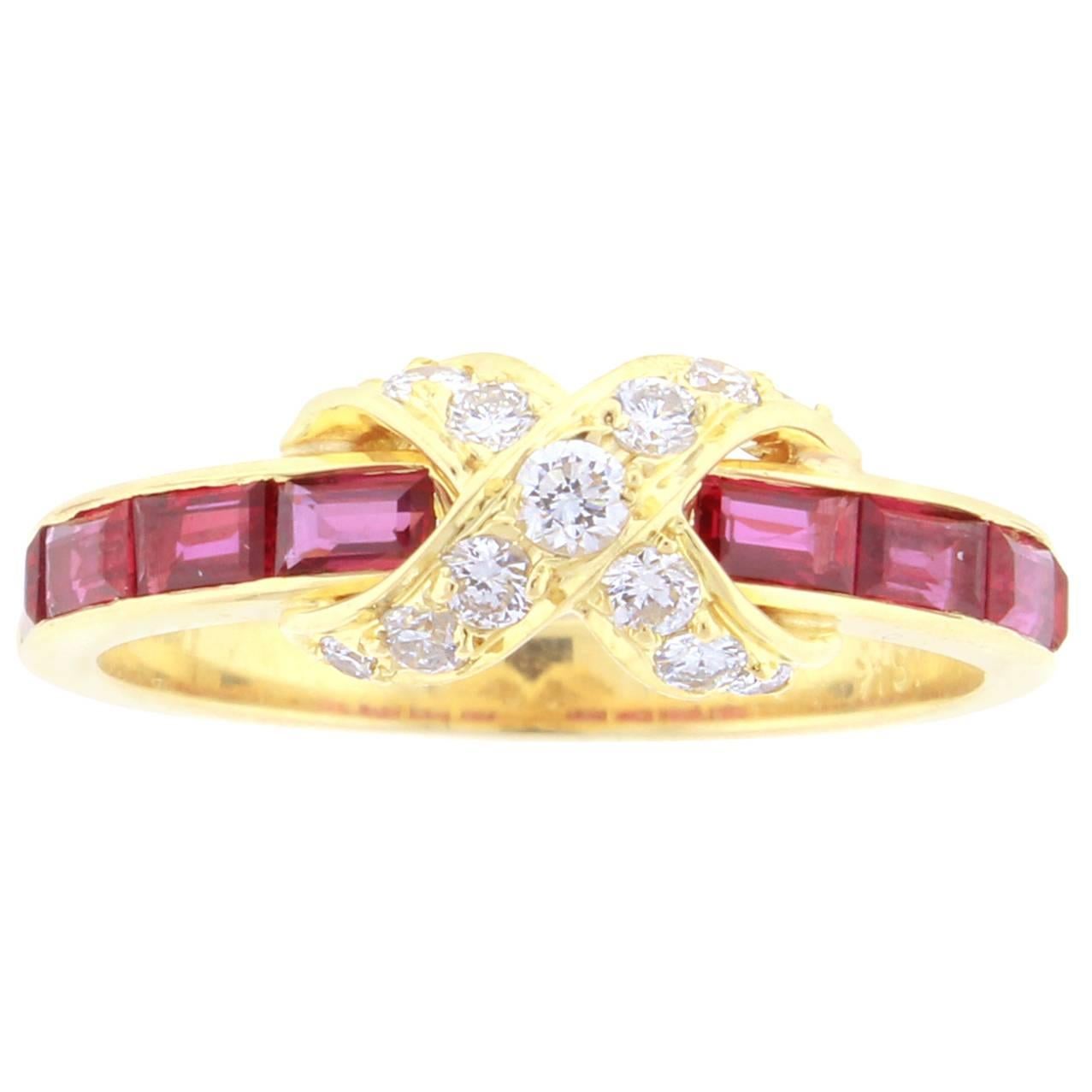Tiffany & Co. Diamond Ruby Signature Ring