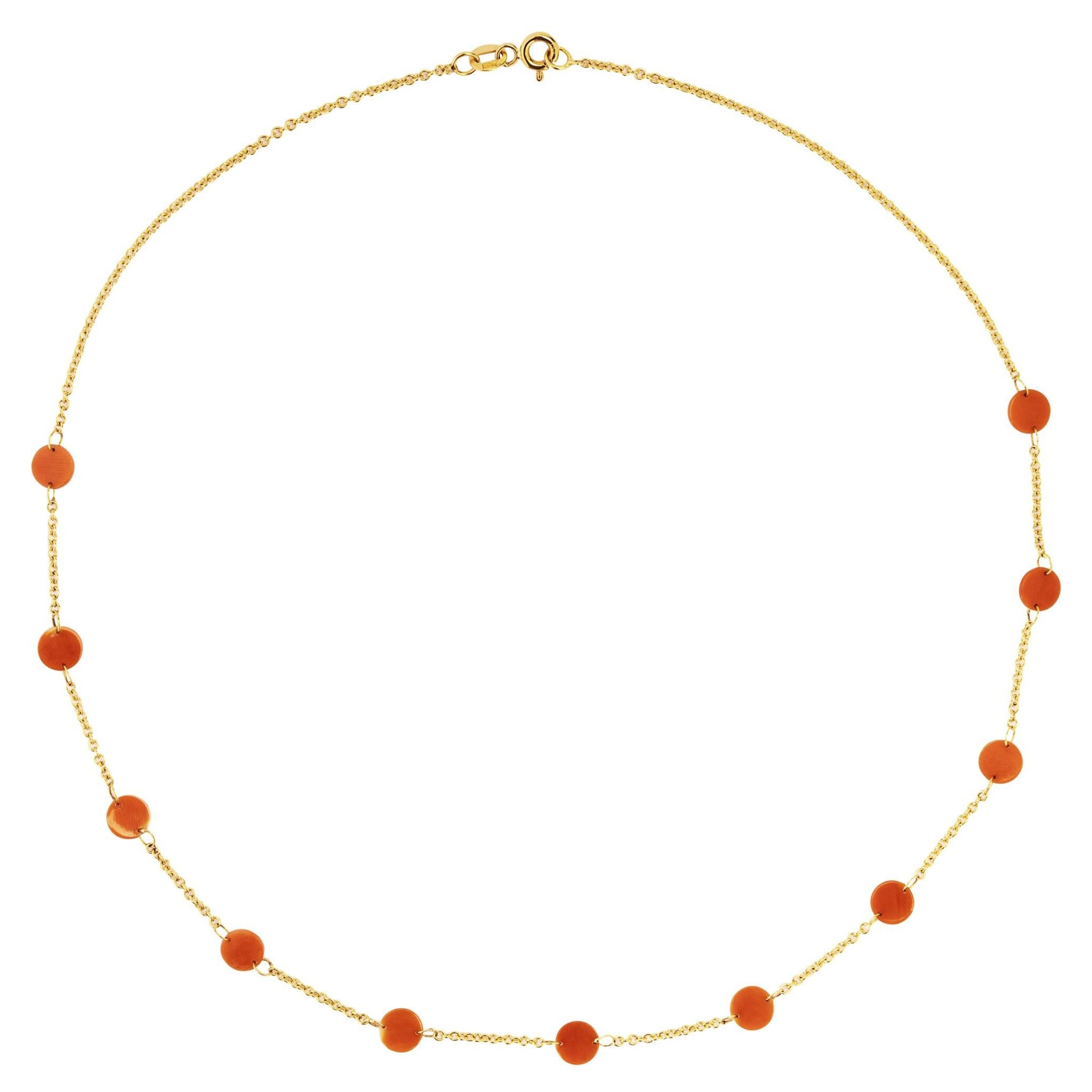 Alex Jona Collar de cadena de coral y oro amarillo de 18 quilates