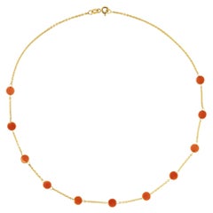 Alex Jona Coral 18 Karat Yellow Gold Chain Necklace