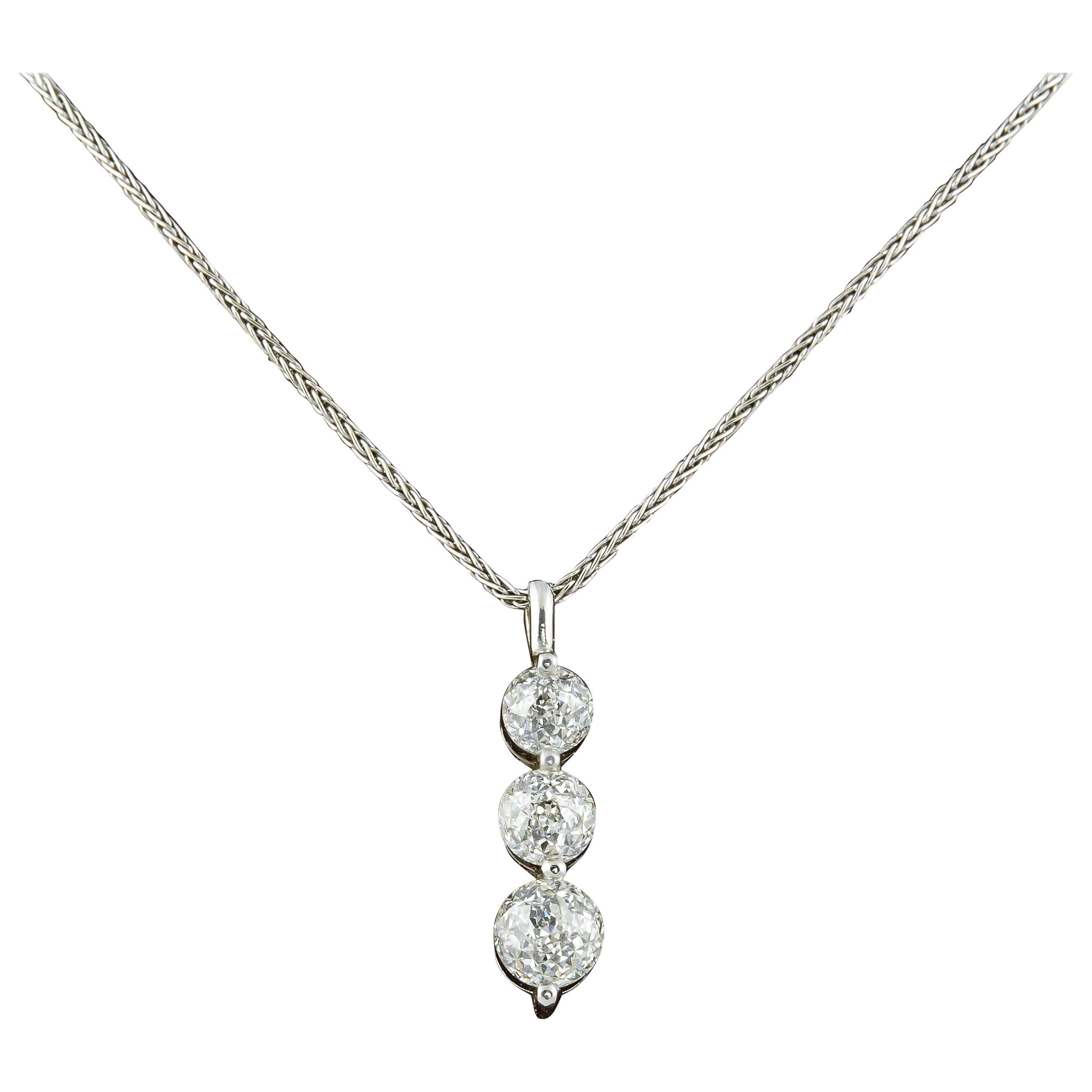 Unique Crown of Light Cut Three-Stone Diamond Pendant