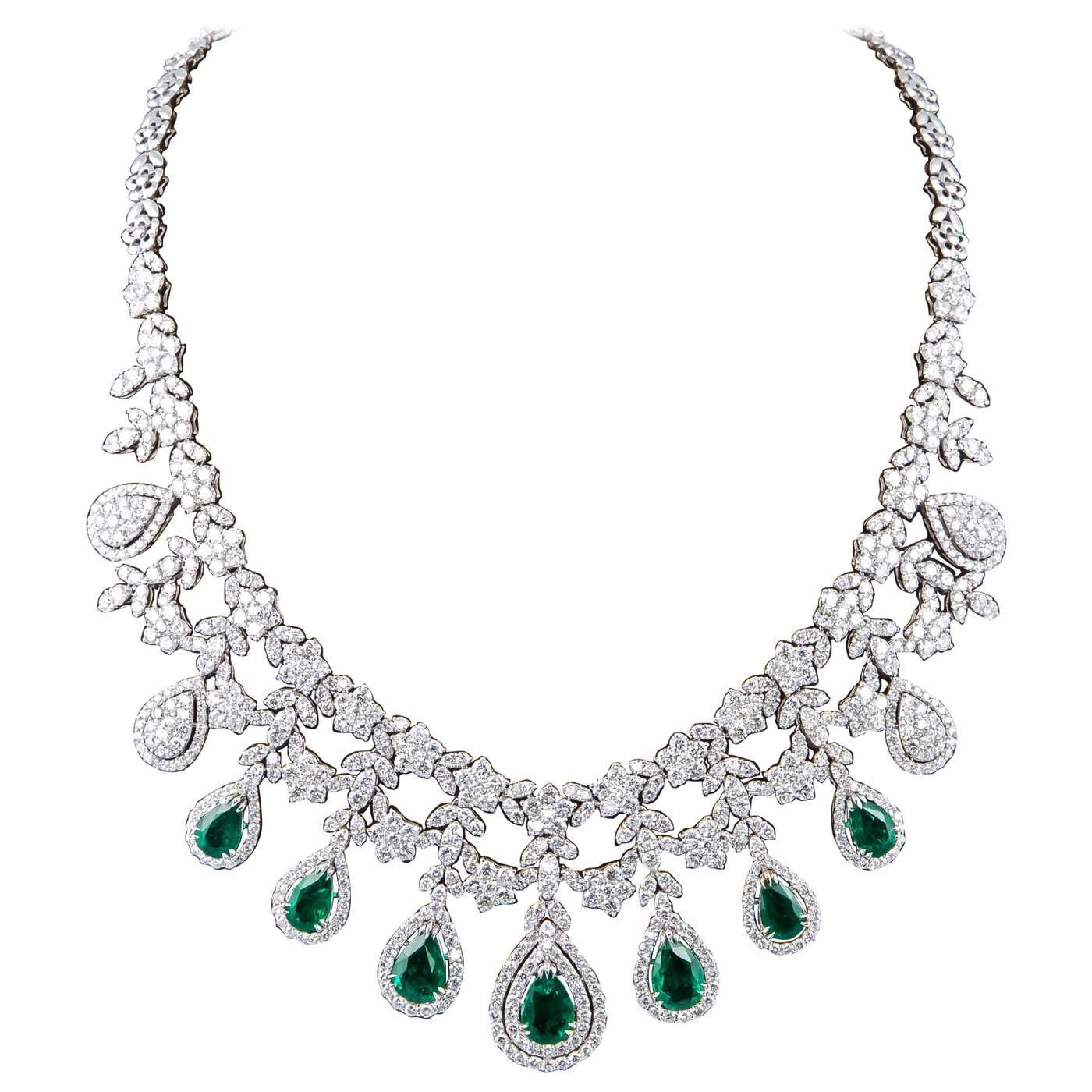 Emerald and Diamond Drop Necklace For Sale at 1stDibs | emerald drop ...