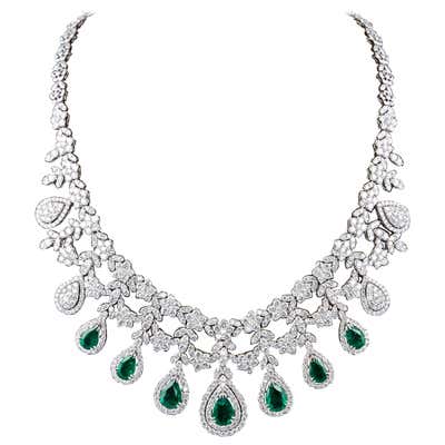 Important GIA Colombian Emerald and Diamond Necklace For Sale at ...