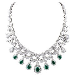 Emerald and Diamond Drop Necklace