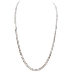 12.11 Carat Round Natural Diamond Tennis Necklace 14 Karat White Gold 16''
