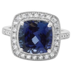 Bague Lab Grown Sapphire et topaze blanche 14 carats
