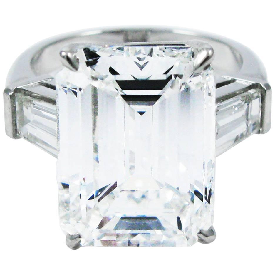 10.01 Carat Emerald Cut Diamond Platinum Classic Ring GIA