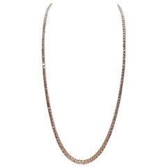 Collar de tenis con diamantes naturales redondos de 12,17 quilates y oro rosa de 14 quilates 18''