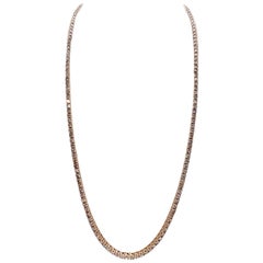10.82 Quilates Diamante Natural Redondo Collar Tenis Oro Rosa 14 Kilates 16''