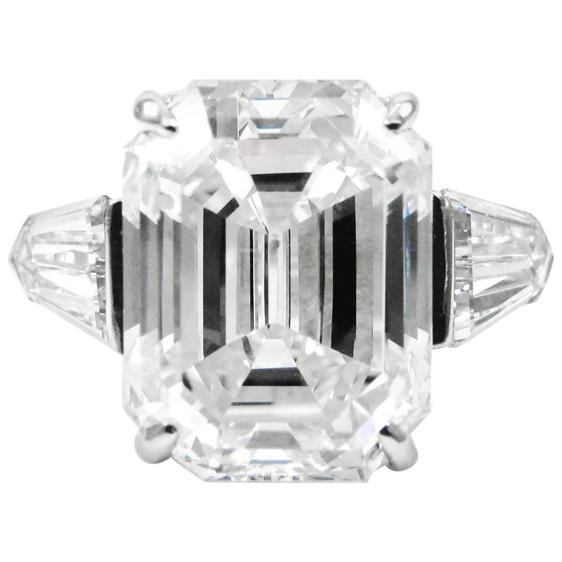 Harry Winston 6.36 Carat E VS1 GIA Certified Emerald Cut Diamond Platinum Ring