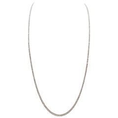 3.55 Carat Round Natural Diamond Tennis Necklace 14 Karat White Gold 18''