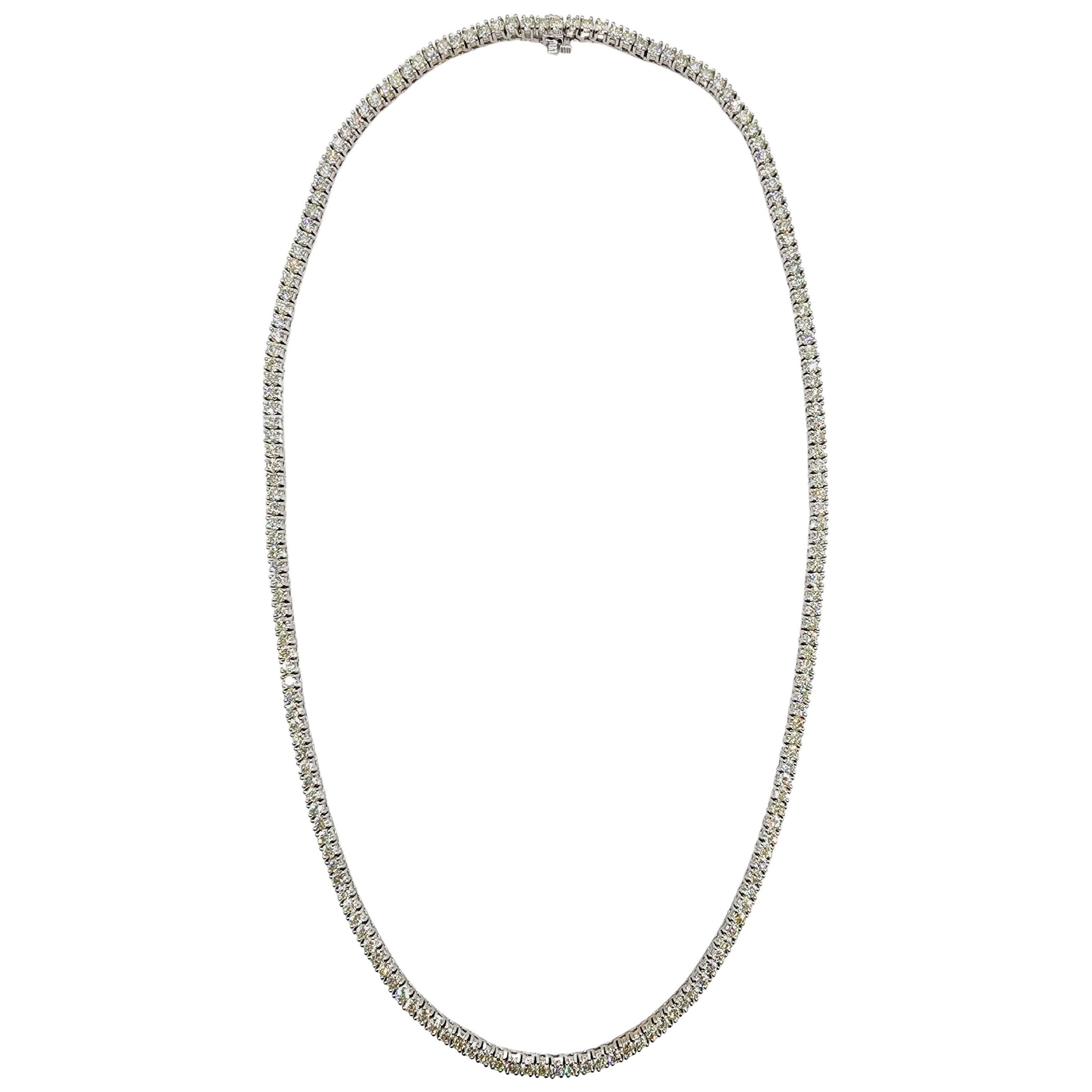 12,80 Karat runder natürlicher Diamant-Tennis-Halskette 14 Karat Weißgold 18''