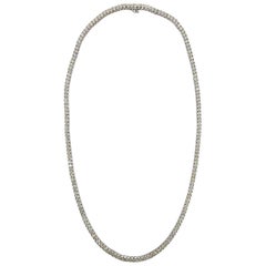 12.80 Carat Round Natural Diamond Tennis Necklace 14 Karat White Gold 18''