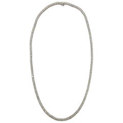11.38 Carat Round Natural Diamond Tennis Necklace 14 Karat White Gold 16''
