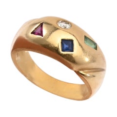 Gold Multigem Domed Ring