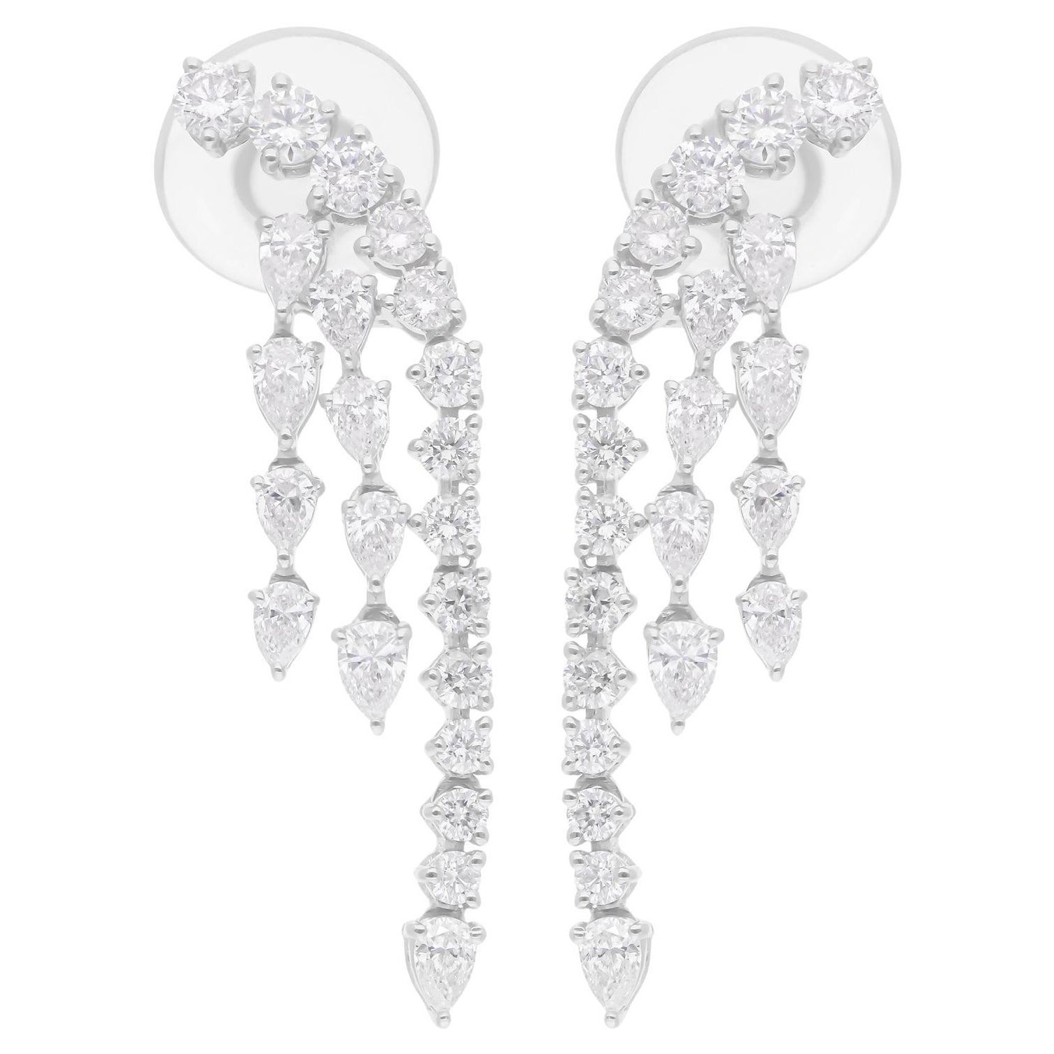 2.10 Carat SI/H Pear Round Brilliant Cut Diamond Earrings 14 Karat White Gold