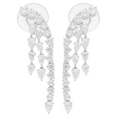 Orecchini di diamanti da 2,10 carati SI/H Pear Round Brilliante Cut Oro bianco 14 carati