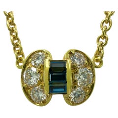 Van Cleef & Arpels Collier vintage en or 18 carats avec ruban de saphir bleu et diamants