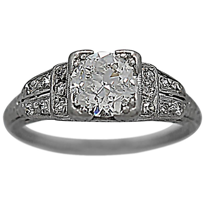 Platinum 1.25 Carat Antique Engagement Ring 