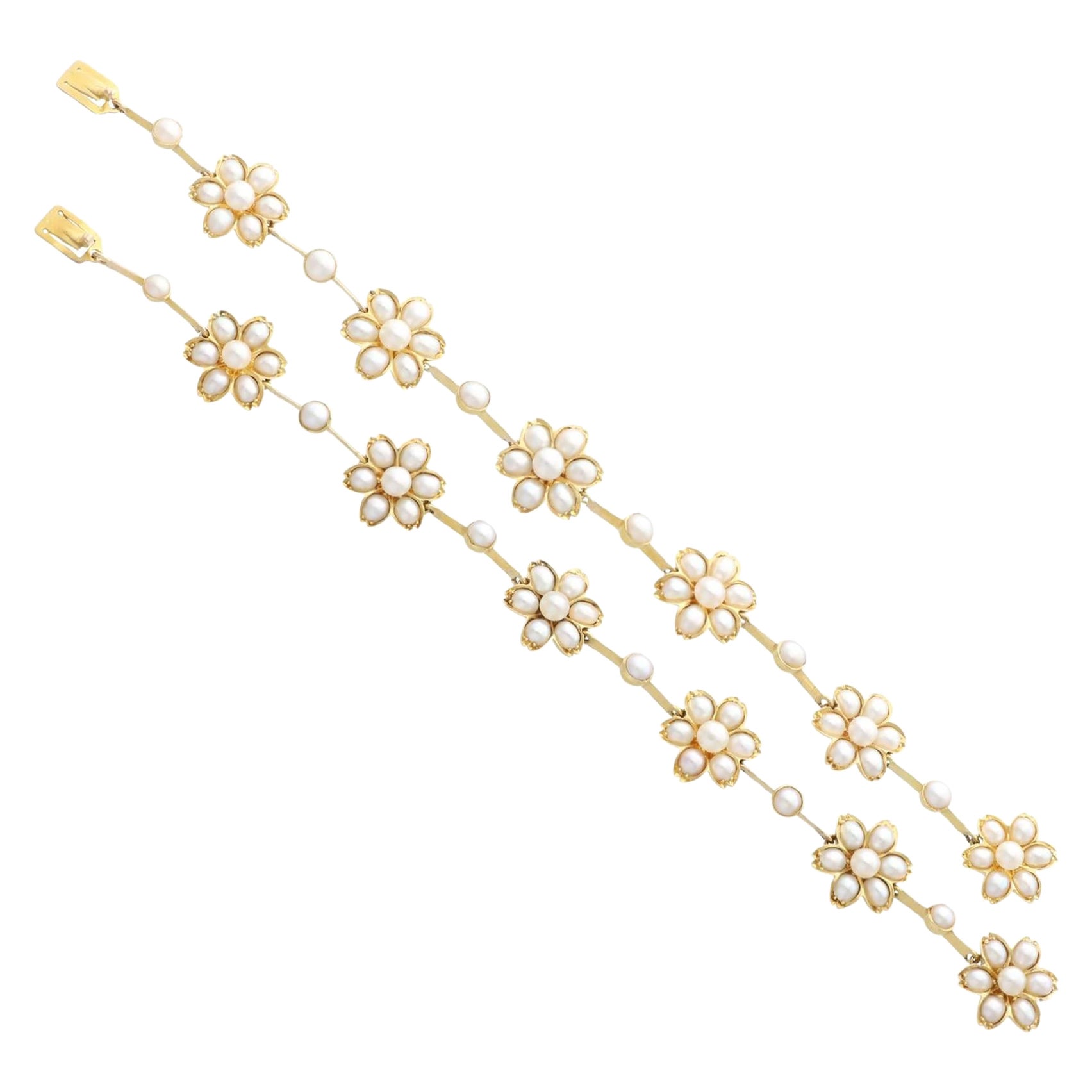 Antique Victorian Pearl and 18k Yellow Gold Necklace / Bracelet Set