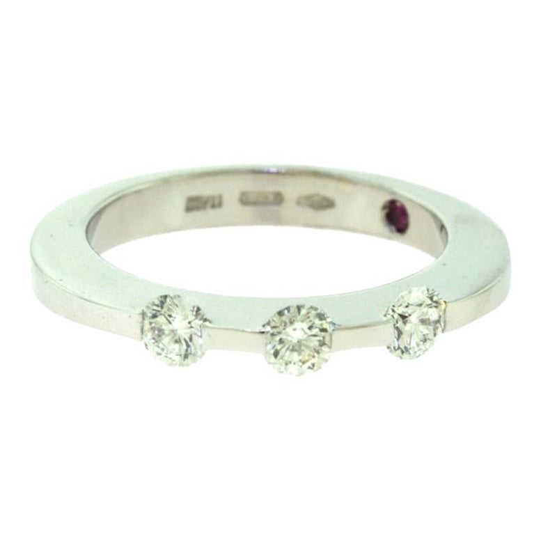 Roberto Coin Three Diamond in 18 Karat White Gold Ring