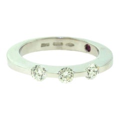 Roberto Coin Three Diamond in 18 Karat White Gold Ring