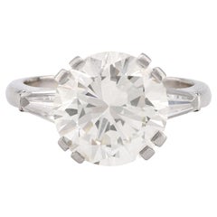 Anello di fidanzamento di metà secolo GIA con diamante da 4,15 carati in oro bianco 18 carati