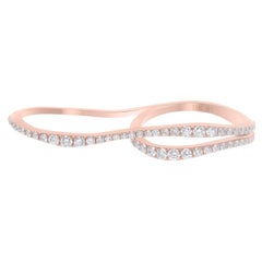 Anillo natural de doble dedo con diamante redondo SI/H de 0,74 quilates y oro rosa de 14 quilates