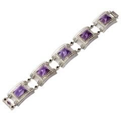 Amethyst Diamond Rock Crystal Onyx Platinum Bracelet 5
