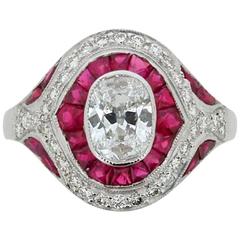 Vintage Diamond and Ruby Bombé Style Ring, c.1940s 6